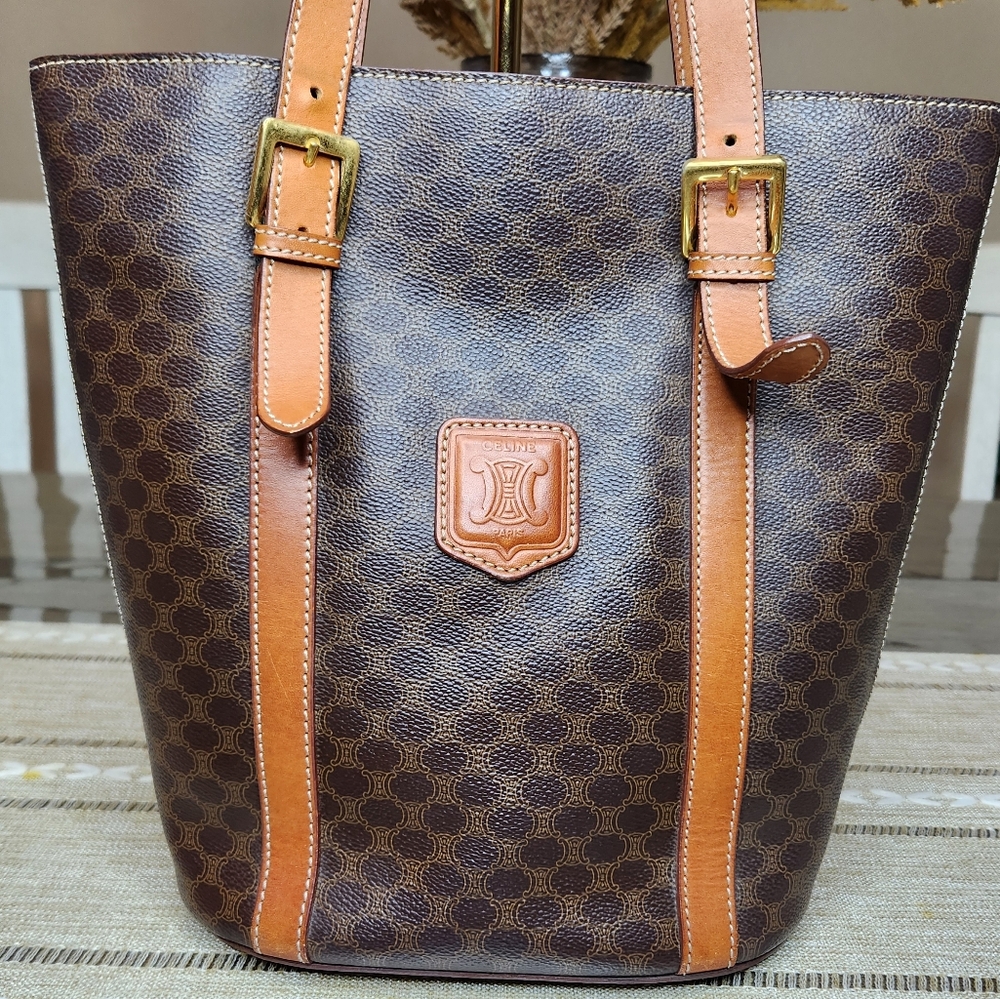 Céline CELINE vintage Macadam bucket bag Triomphe logo Brown - Picture 2 of 9